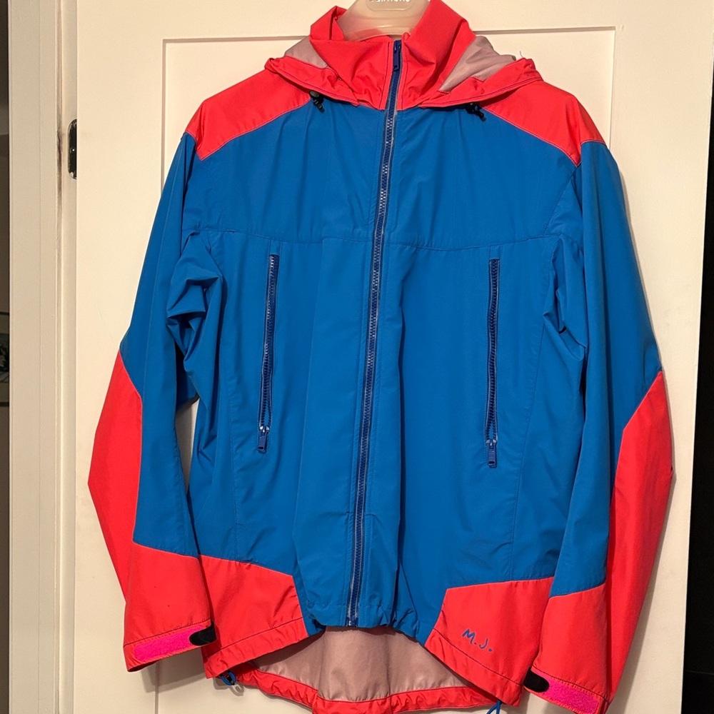 Marc Jacod Raincoat Pinkred and Blue Hooded Jacket